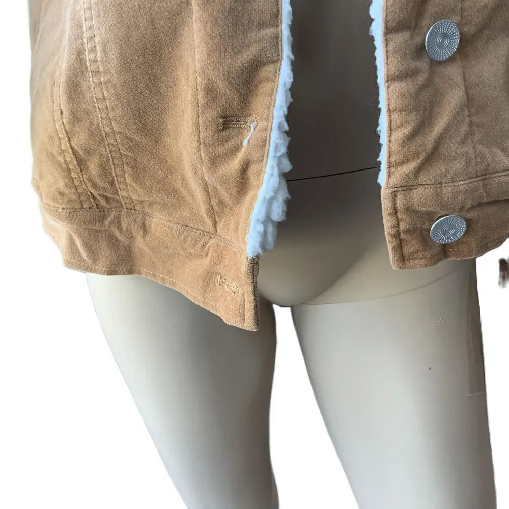 Forever 21 Tan Corduroy Sherpa Lined Trucker Jacket Size Medium‎